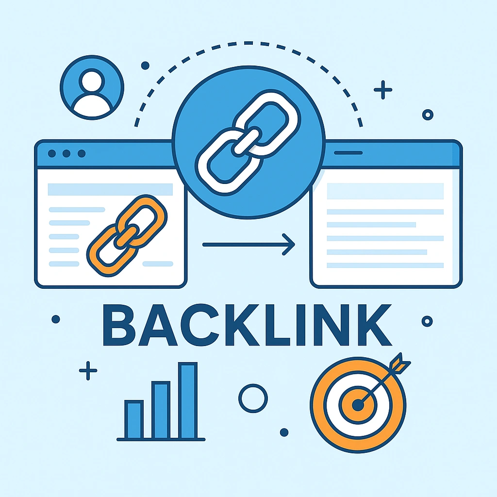Backlink bağlantılarını gösteren SEO görseli